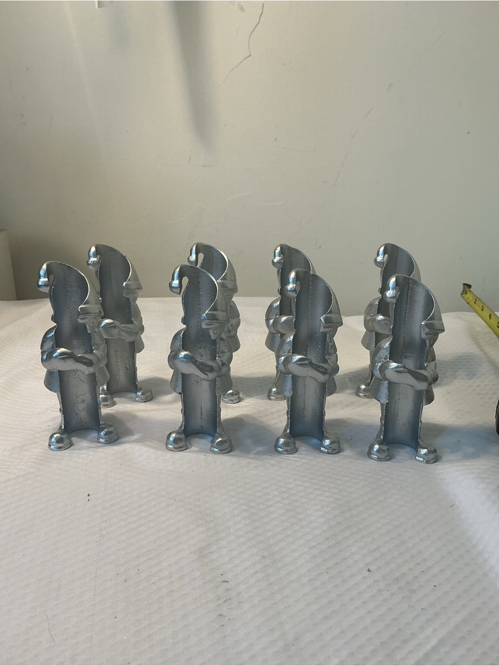 Silver Metal Gnome candleholders - Set of 8